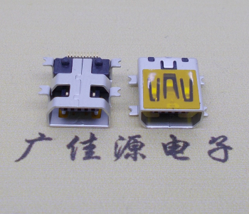 海南迷你USB插座,MiNiUSB母座,10P/全贴片带固定柱母头