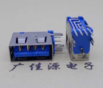 海南USB 测插2.0母座 短体10.0MM 接口 蓝色胶芯
