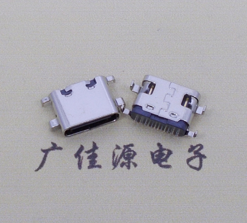 海南type c16p沉板母座破板0.8mm/1.0mm/1.2mm/1.6mm四脚插板端子SMT总体长度L=6.5mm