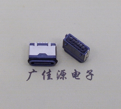 海南usb type c6p防水立插母座两脚插带定位柱